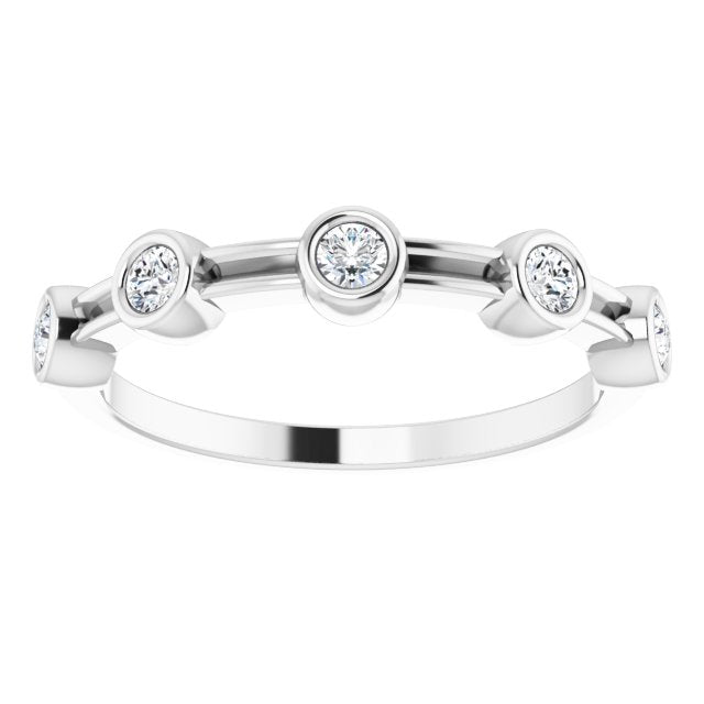 Bezel Set Round Diamond Wedding Band 5 Stone Anniversary Ring-VIRABYANI